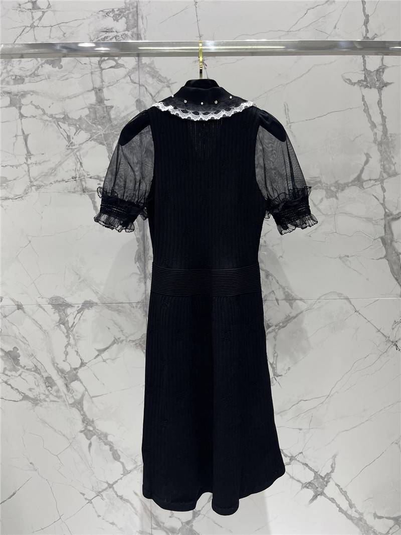 Ch**el lace logo button lapel knit dress replica clothing