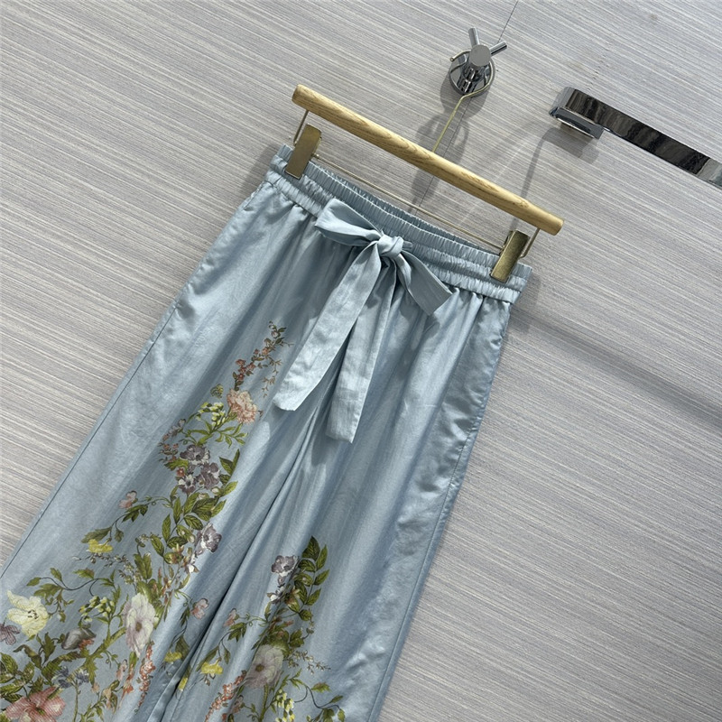 Zimm silk and cotton printed wide-leg pants replica clothes