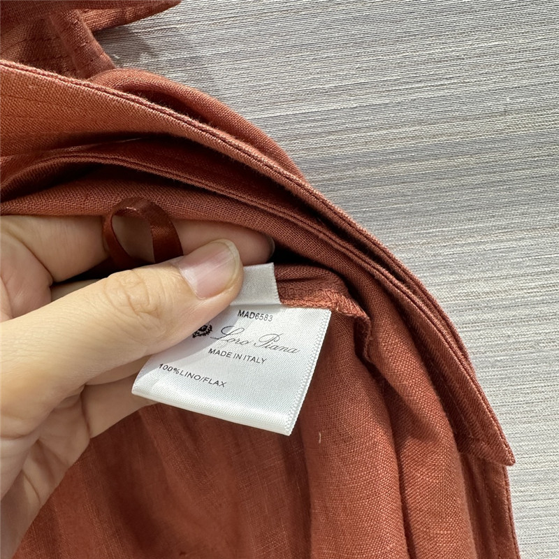 L0r0 P1ana cotton and linen lace-up maxi dress replica clothing