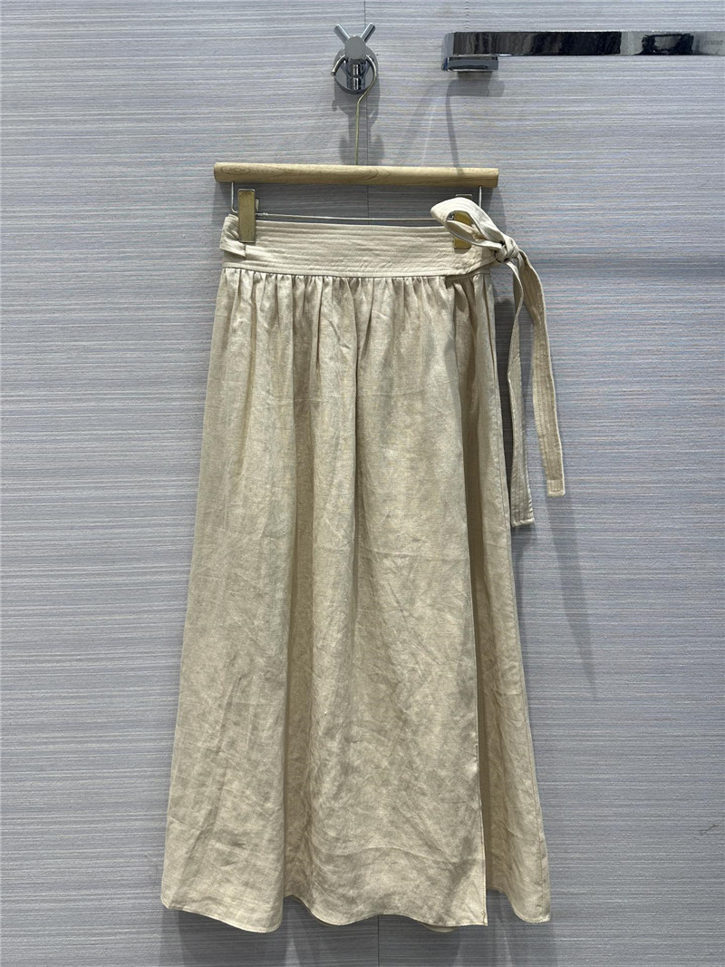 L0r0 P1ana cotton and linen lace-up maxi dress replica clothing