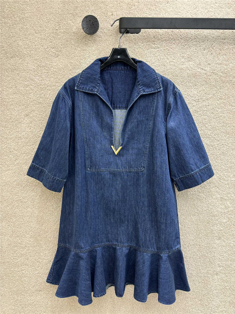 Va1e*ntin0 denim pleated dress replica designer clothes
