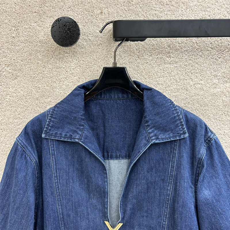 Va1e*ntin0 denim pleated dress replica designer clothes
