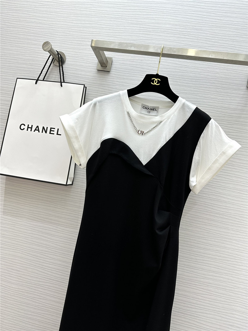 Ch**el color matching fake two piece dress replica designer clothes