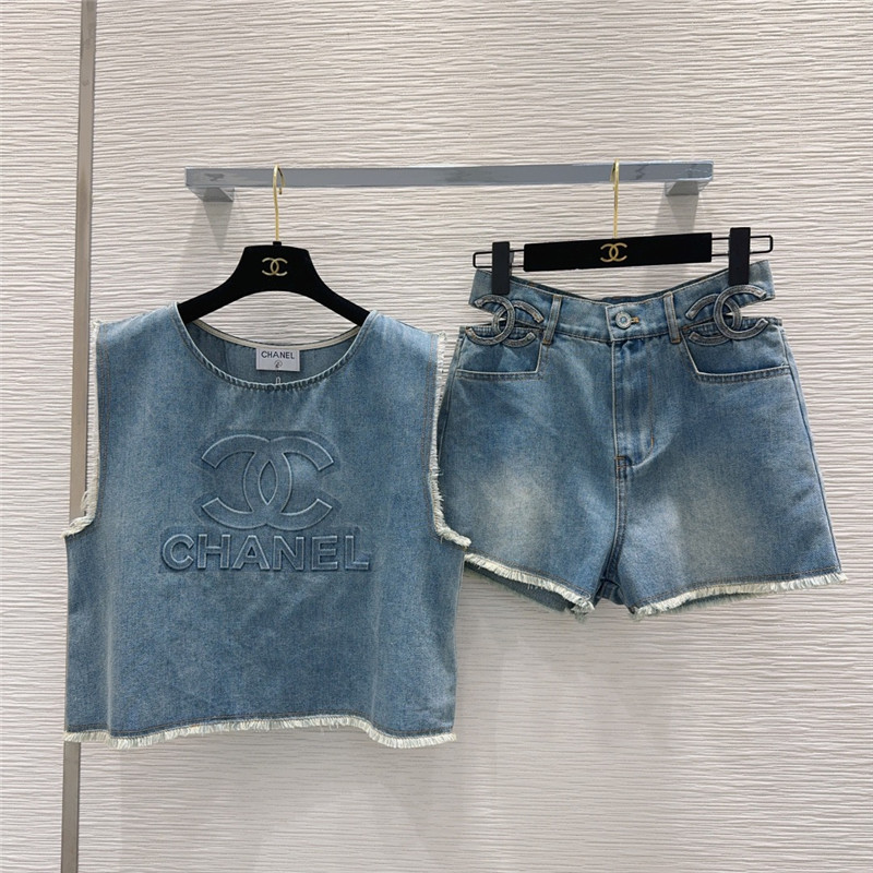 Ch**el tannin washed denim suit cheap replica designer clothes
