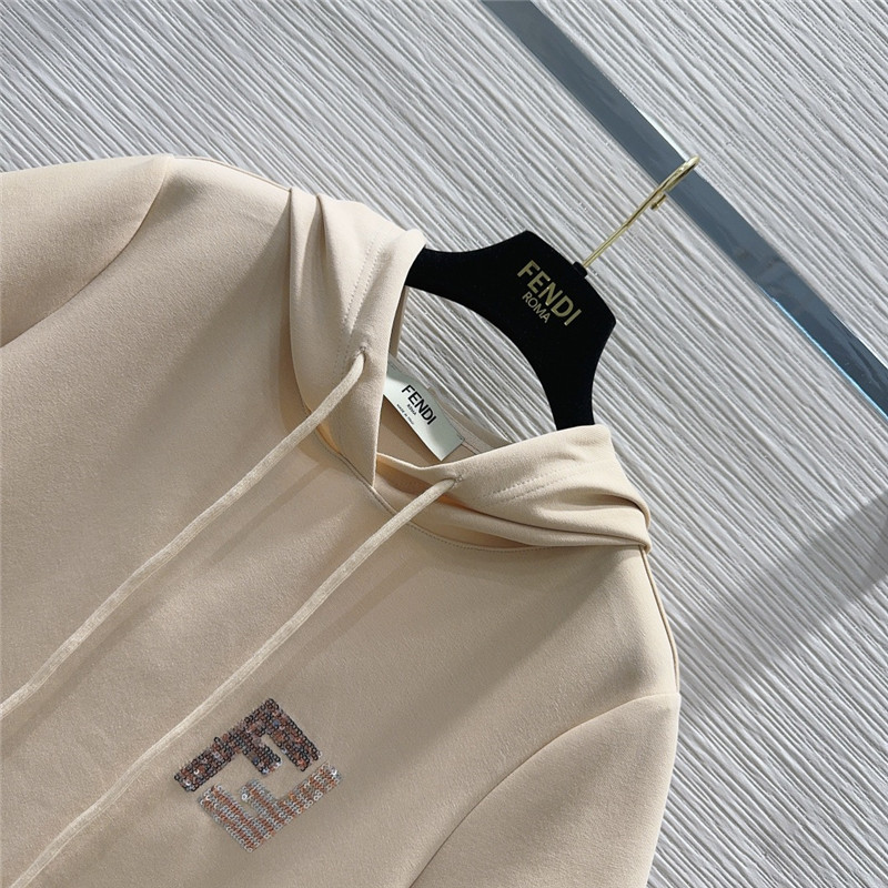 F**di hooded sweatshirt + sports shorts set replicas clothes