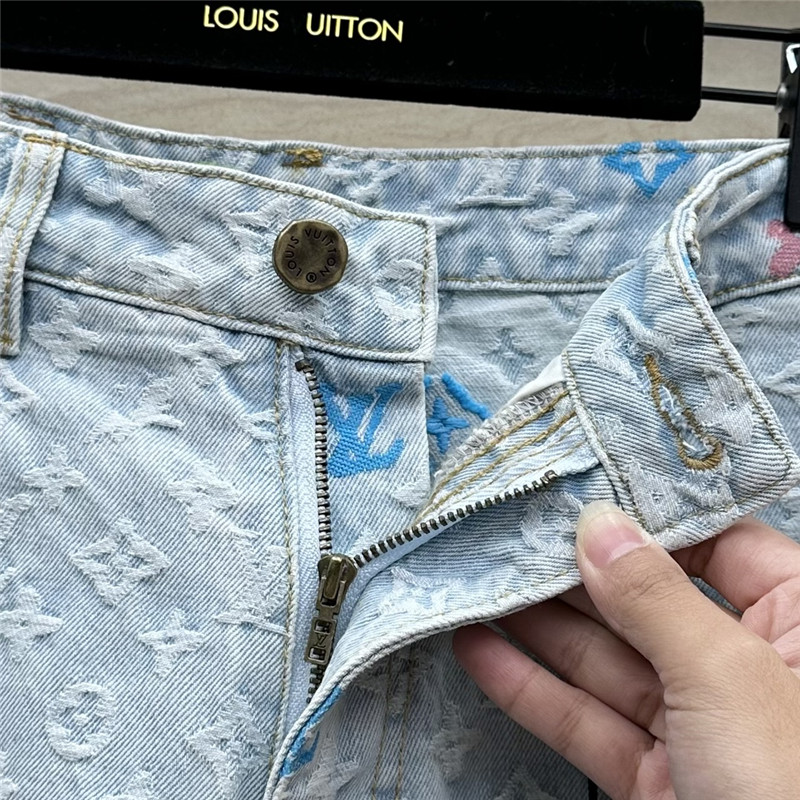 l0vis Vvtt0n lv jacquard denim shorts cheap replica designer clothes