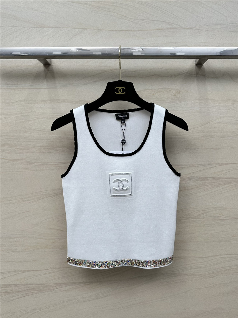 ch**el hot D1am0nd hem knitted vest top replica clothing