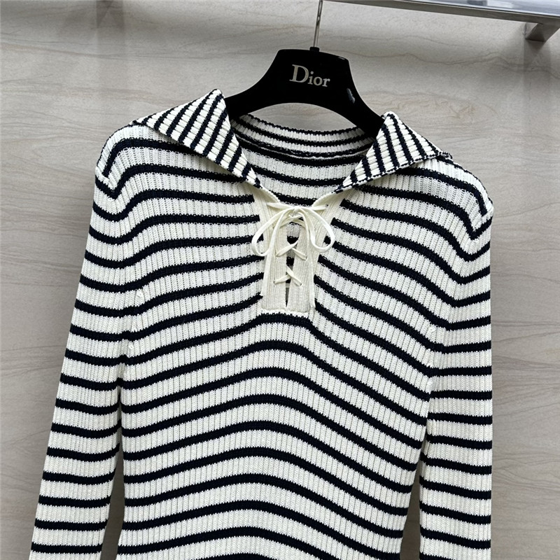 D10r navy striped large lapel dress replica designer clothes