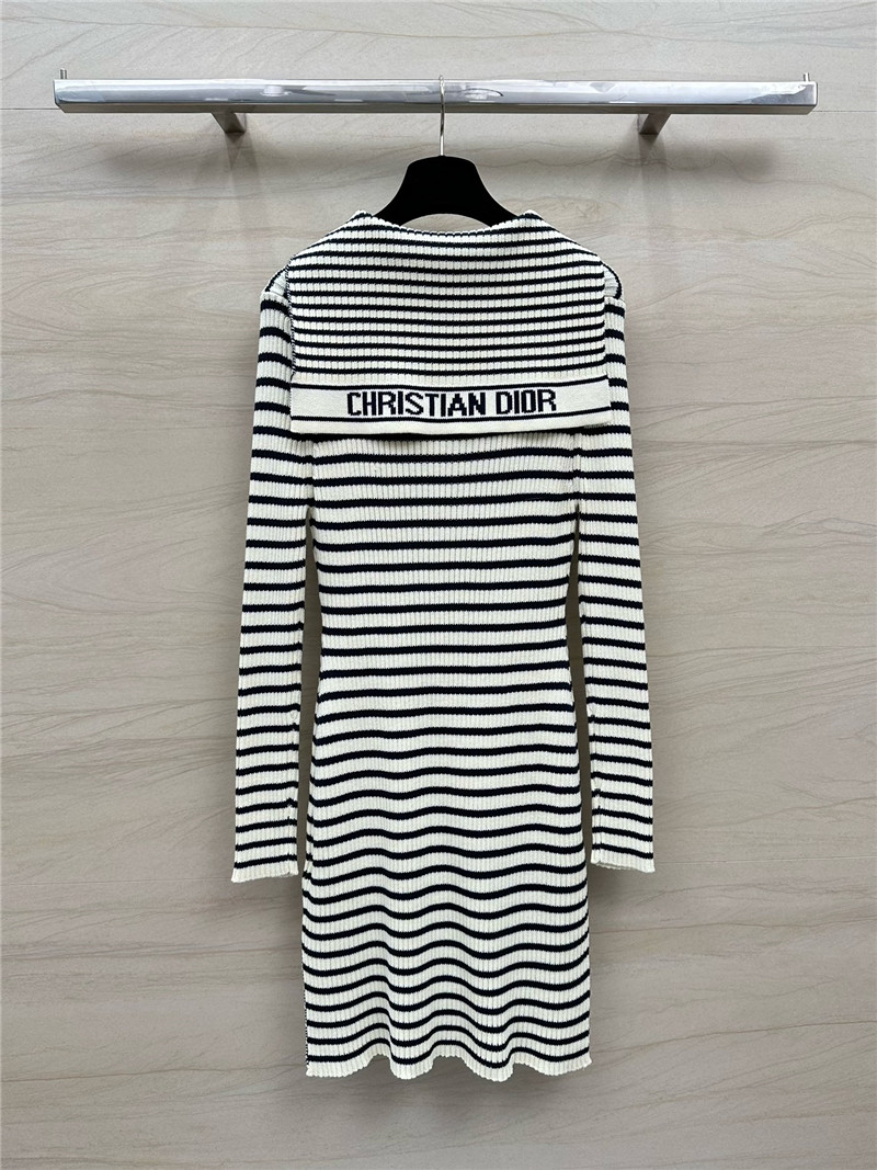 D10r navy striped large lapel dress replica designer clothes