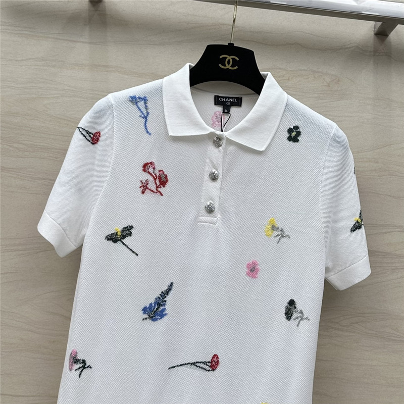 Ch**el intarsia embroidery polo dress replica clothing