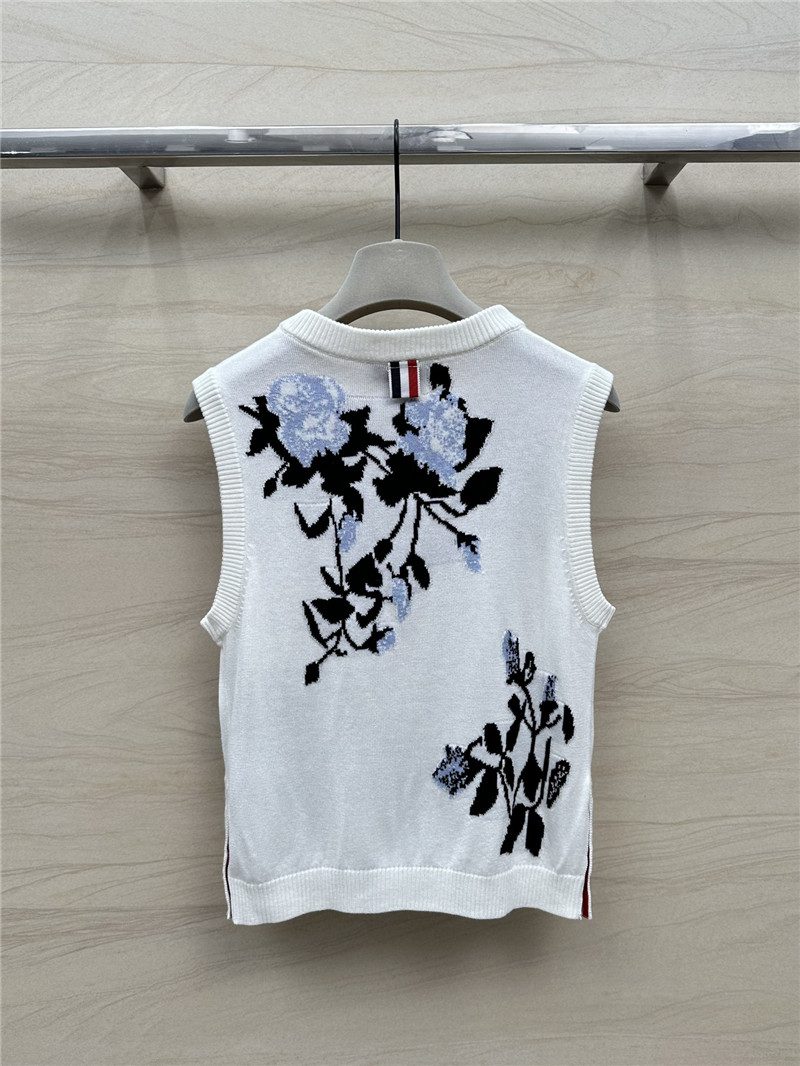 THOM BROWNe floral intarsia knitted vest replica clothing