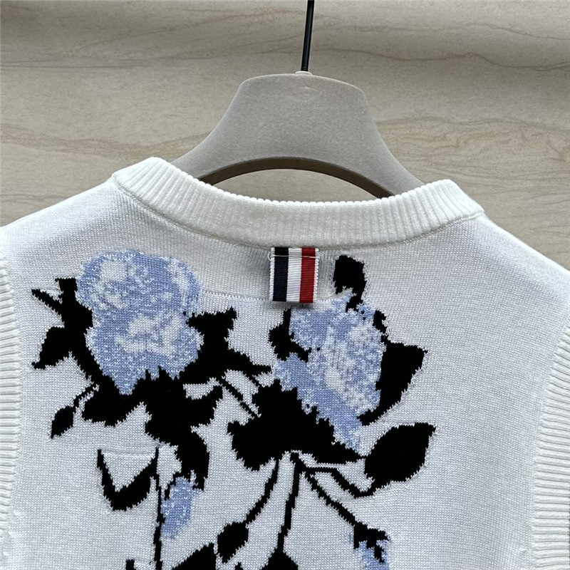 THOM BROWNe floral intarsia knitted vest replica clothing