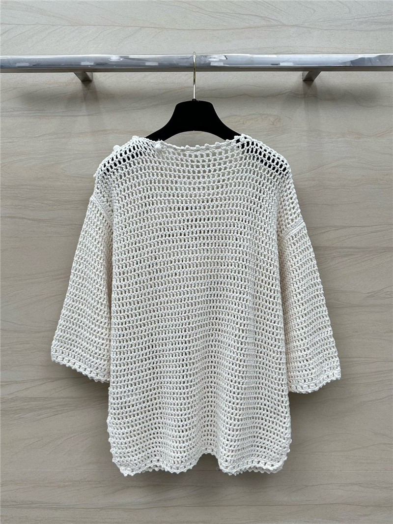 Ce1i*e hollow crochet knitted top