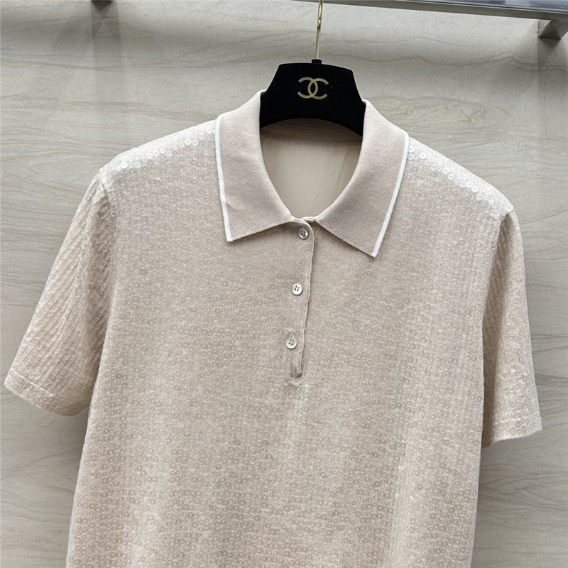 BC sequined silk wool polo top replica d&g clothing