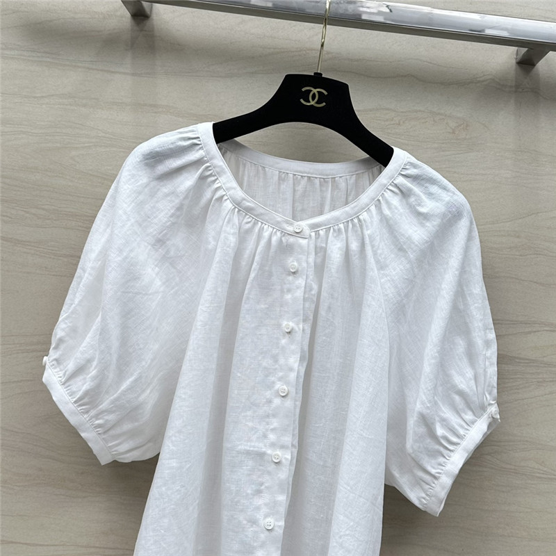 L0r0 P1ana puff sleeve linen top replica d&g clothing
