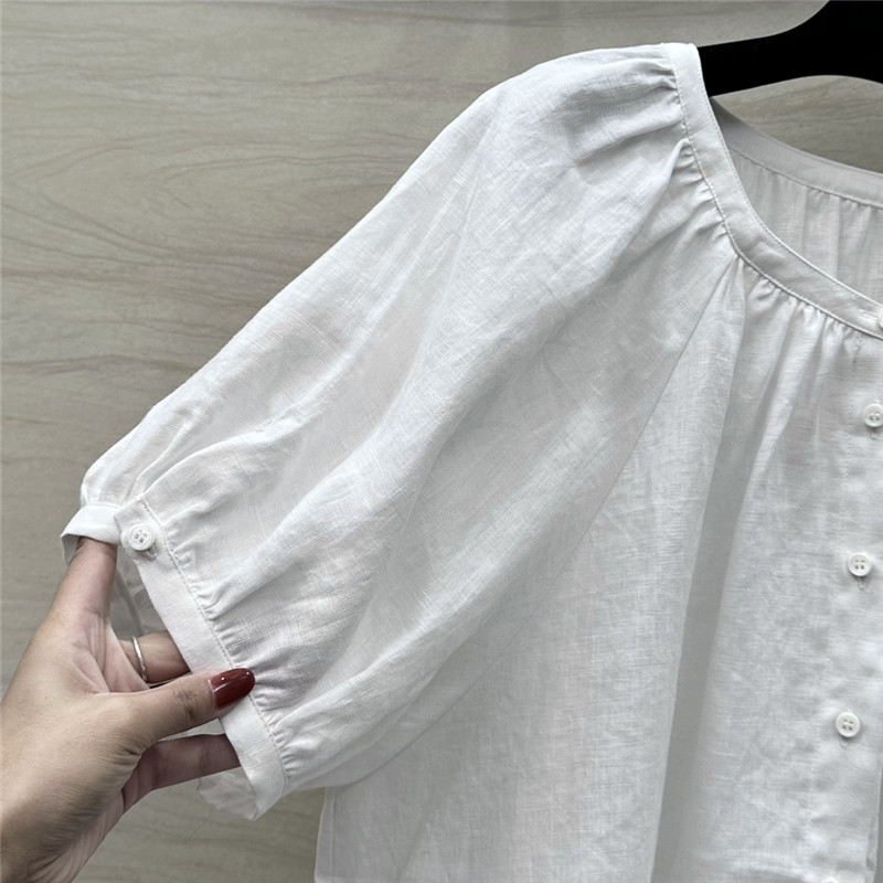 L0r0 P1ana puff sleeve linen top replica d&g clothing