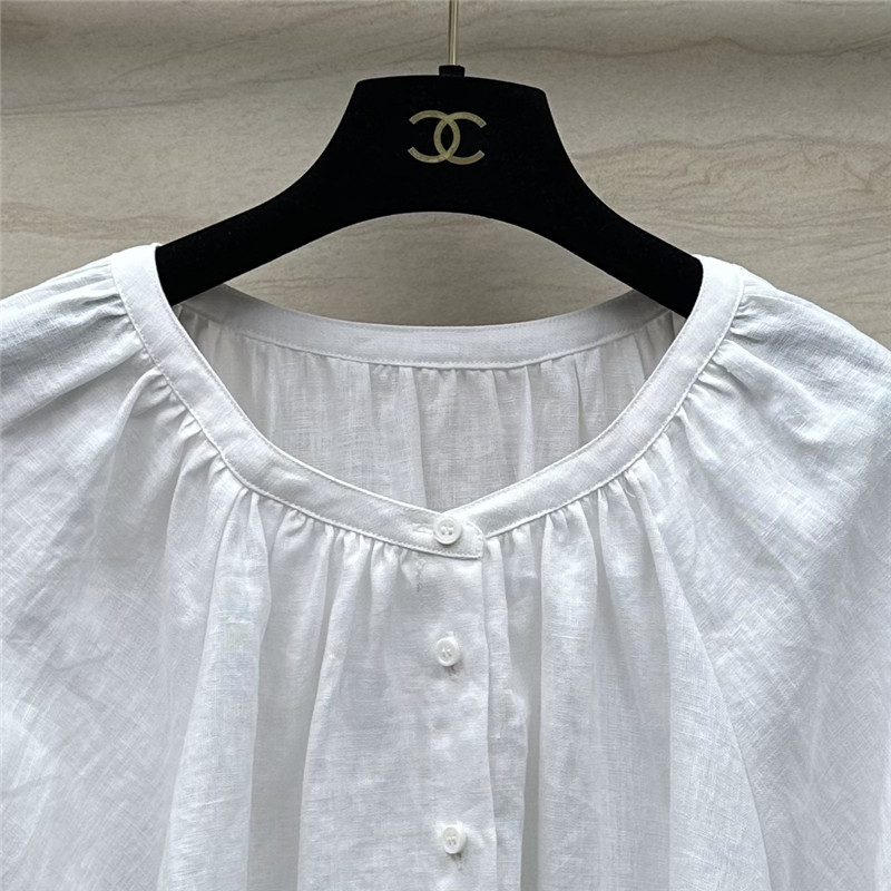L0r0 P1ana puff sleeve linen top replica d&g clothing