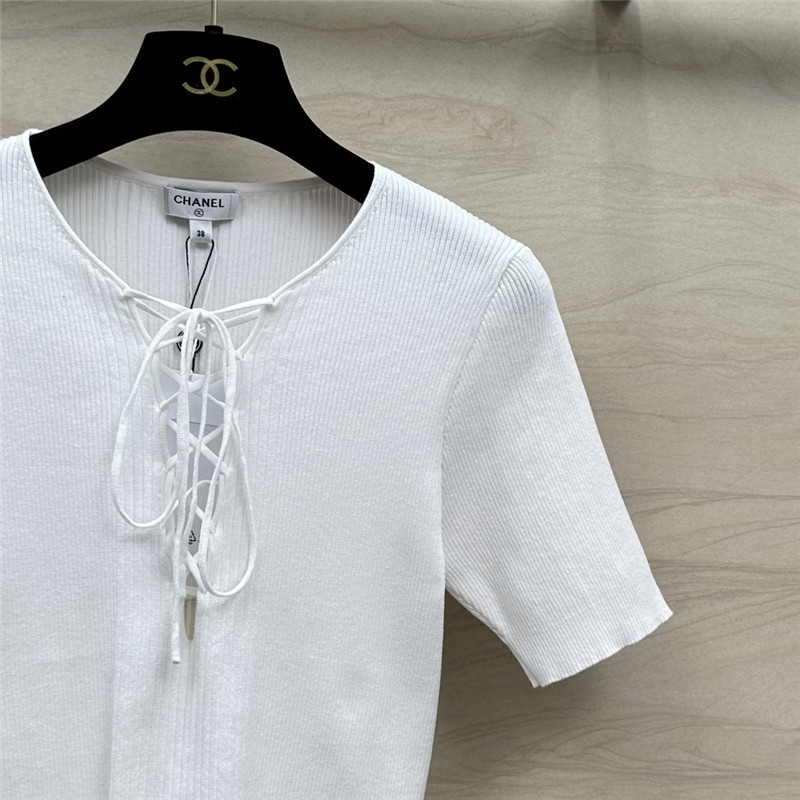 Ch**el knitted short-sleeved top replica d&g clothing