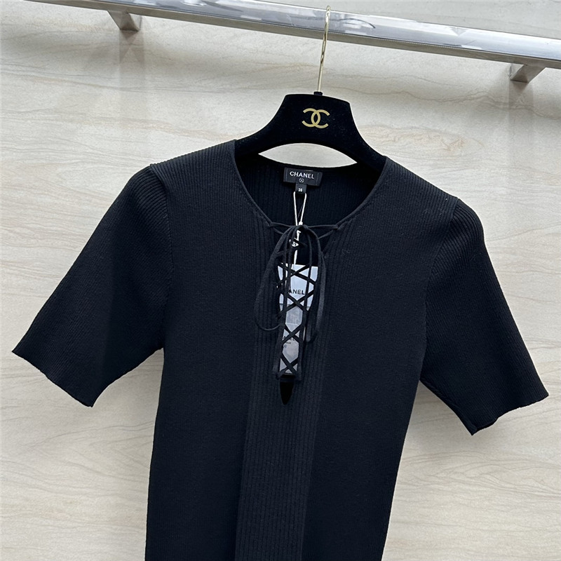 Ch**el knitted short-sleeved top replica d&g clothing
