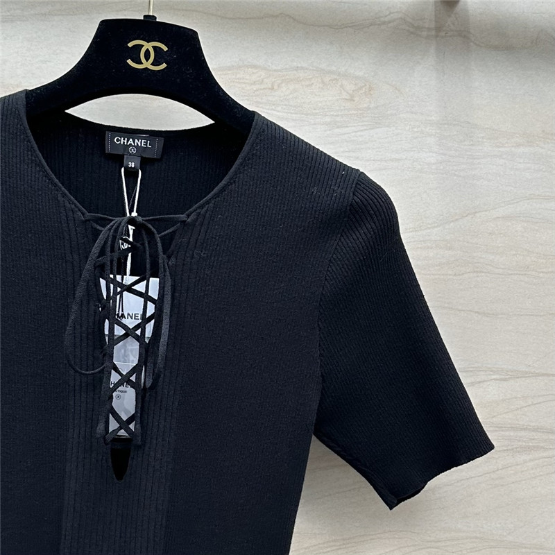 Ch**el knitted short-sleeved top replica d&g clothing