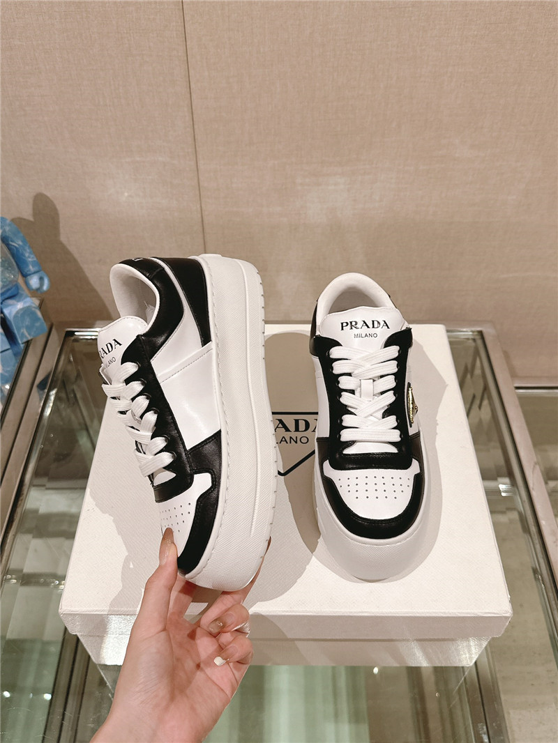 Pra*a black and white lace-up platform sneakers
