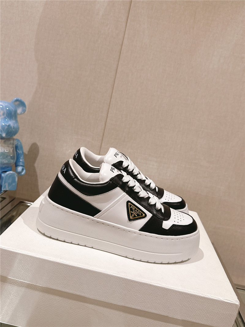 Pra*a black and white lace-up platform sneakers