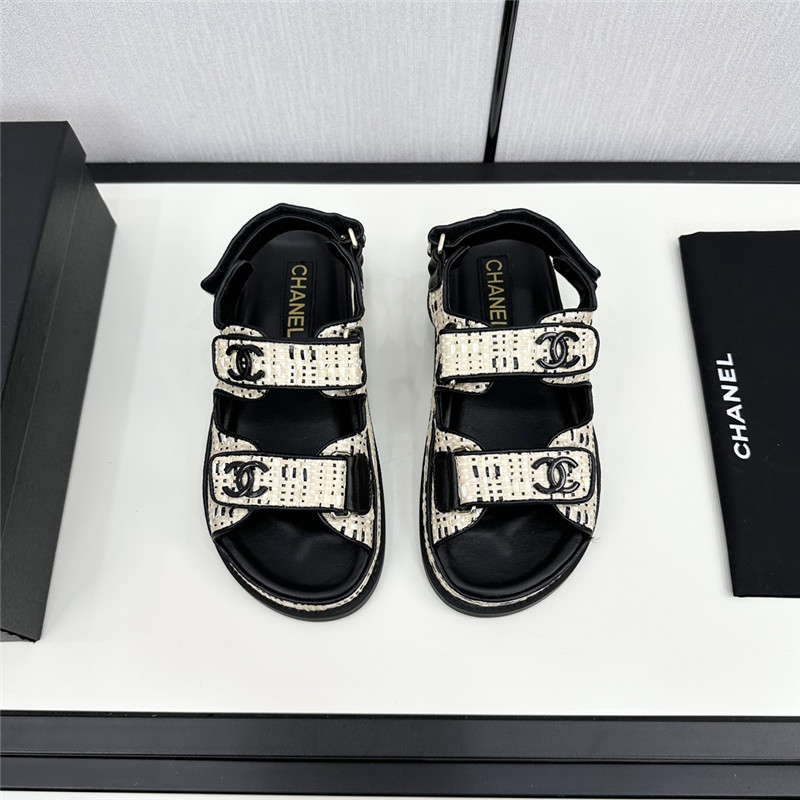 Ch**el women’s black tweed sandals