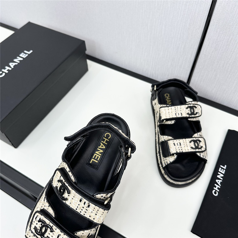 Ch**el women’s black tweed sandals