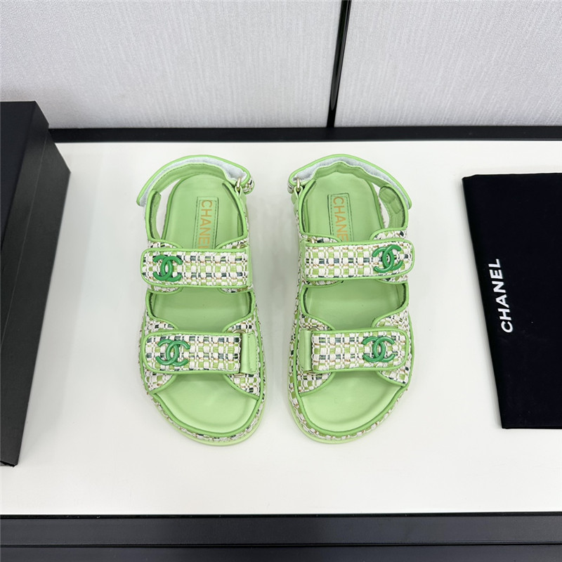 Ch**el women’s green tweed sandals