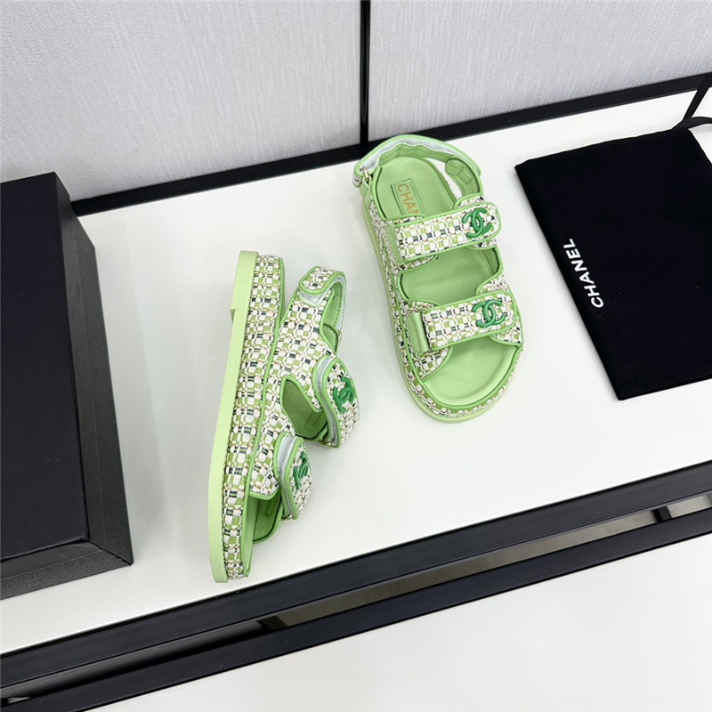 Ch**el women’s green tweed sandals