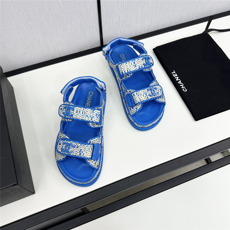 Ch**el women’s tweed sandals blue