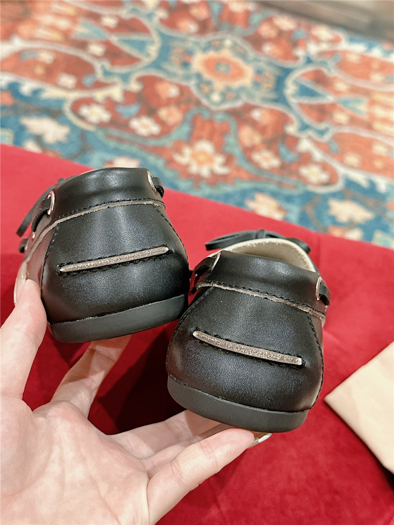 Miu Miu Bleached Leather Loafers Black