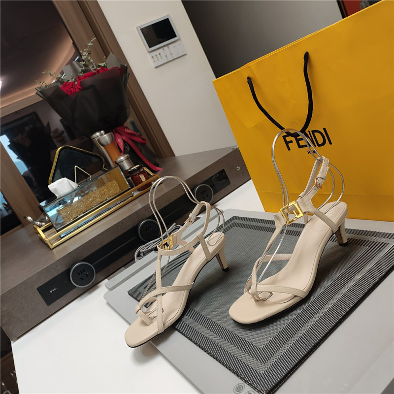 F**di ffold 55mm leather sandals beige