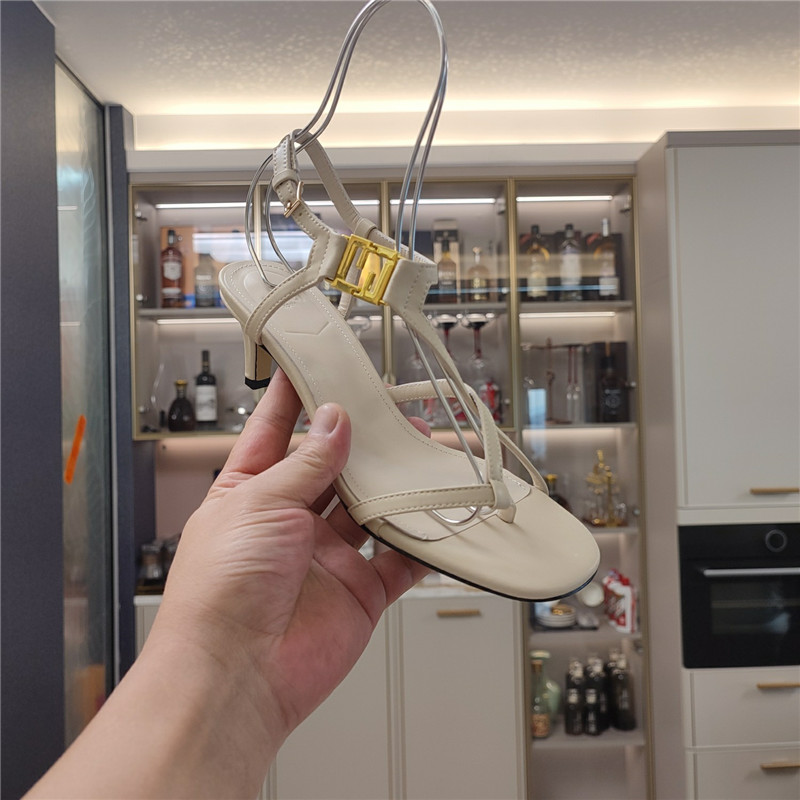 F**di ffold 55mm leather sandals beige