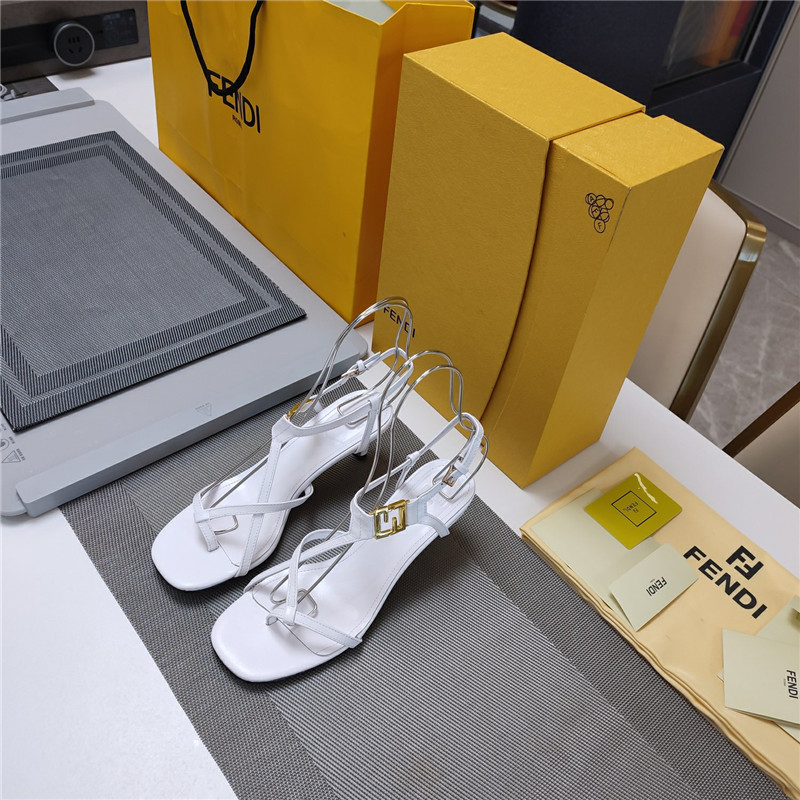 F**di ffold 55mm leather sandals white