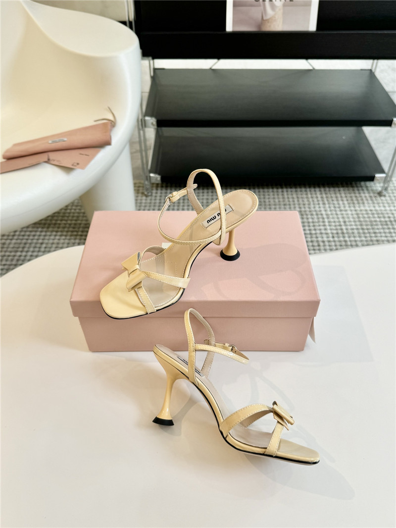 Miu Miu Beige Strappy Leather Slingback Sandals