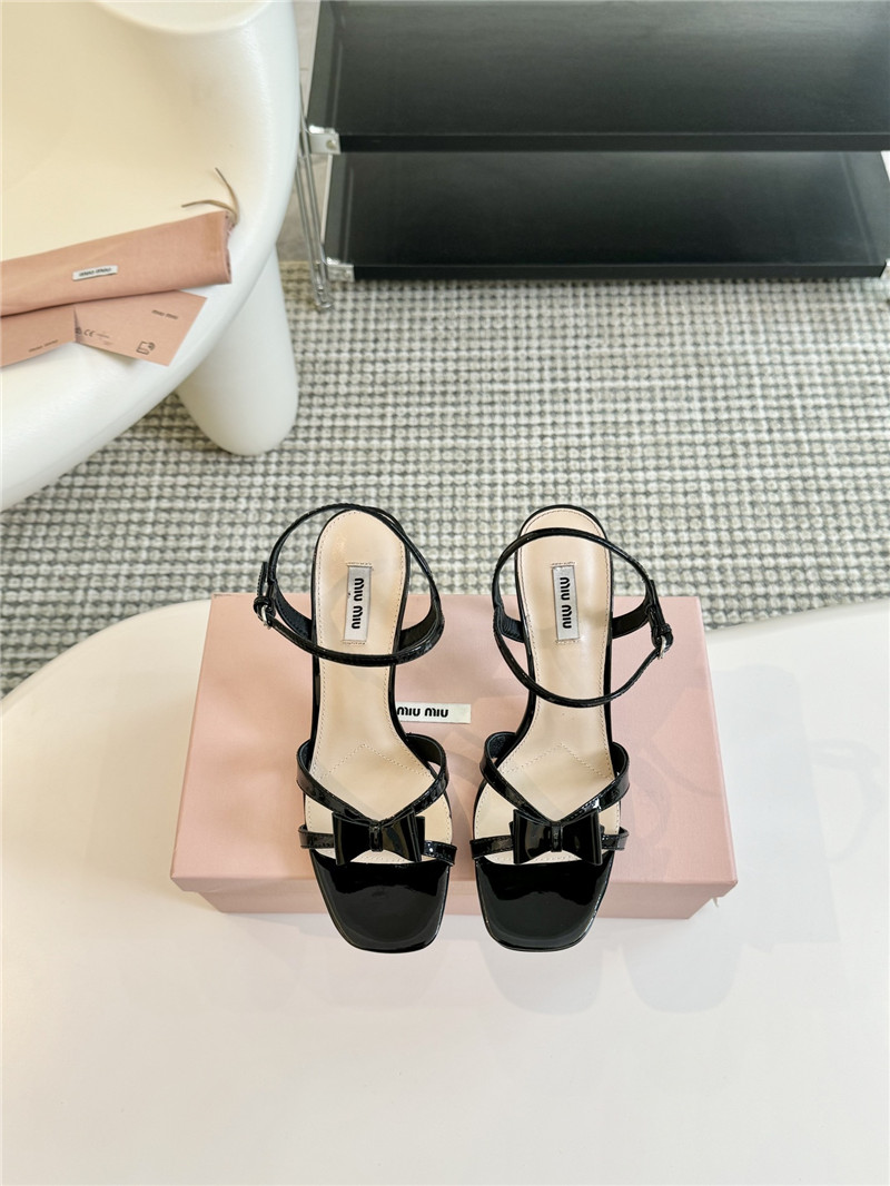 Miu Miu Black Strappy Leather Slingback Sandals