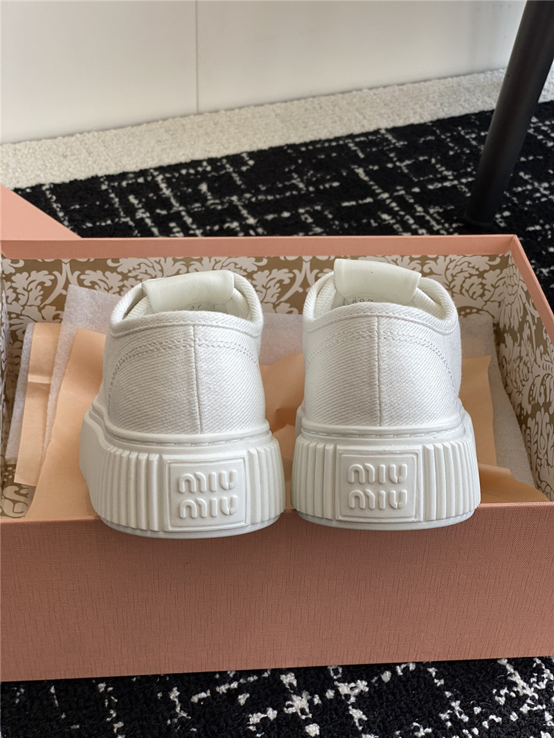Miu Miu White Platform Canvas Sneakers