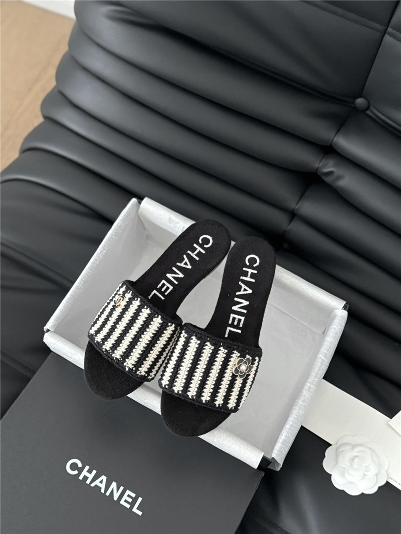 Ch**el camellia woven slippers replica shoes