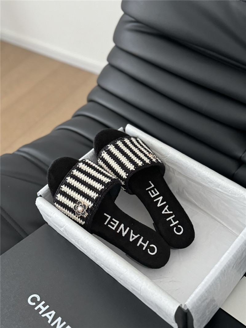Ch**el camellia woven slippers replica shoes