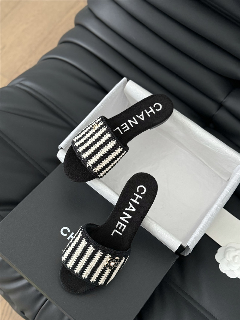 Ch**el camellia woven slippers replica shoes
