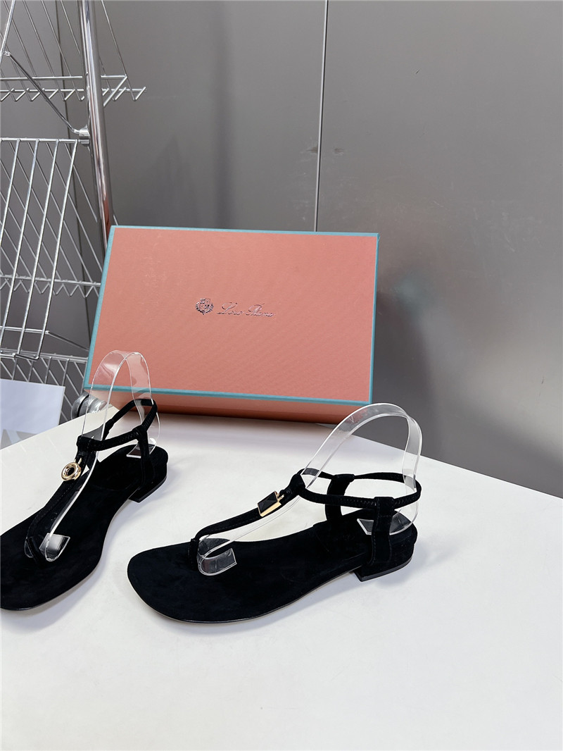 L0r0 P1ana mindil embellished suede sandals in black