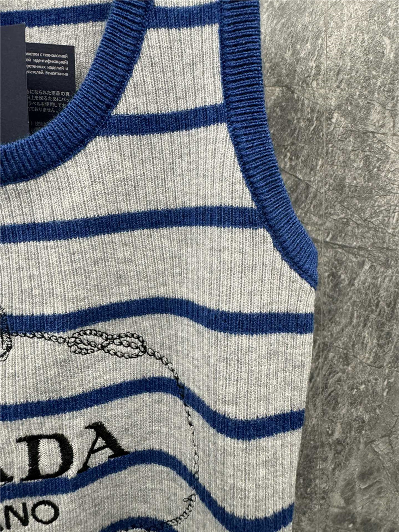 Pra*a striped knitted vest cheap replica designer clothes
