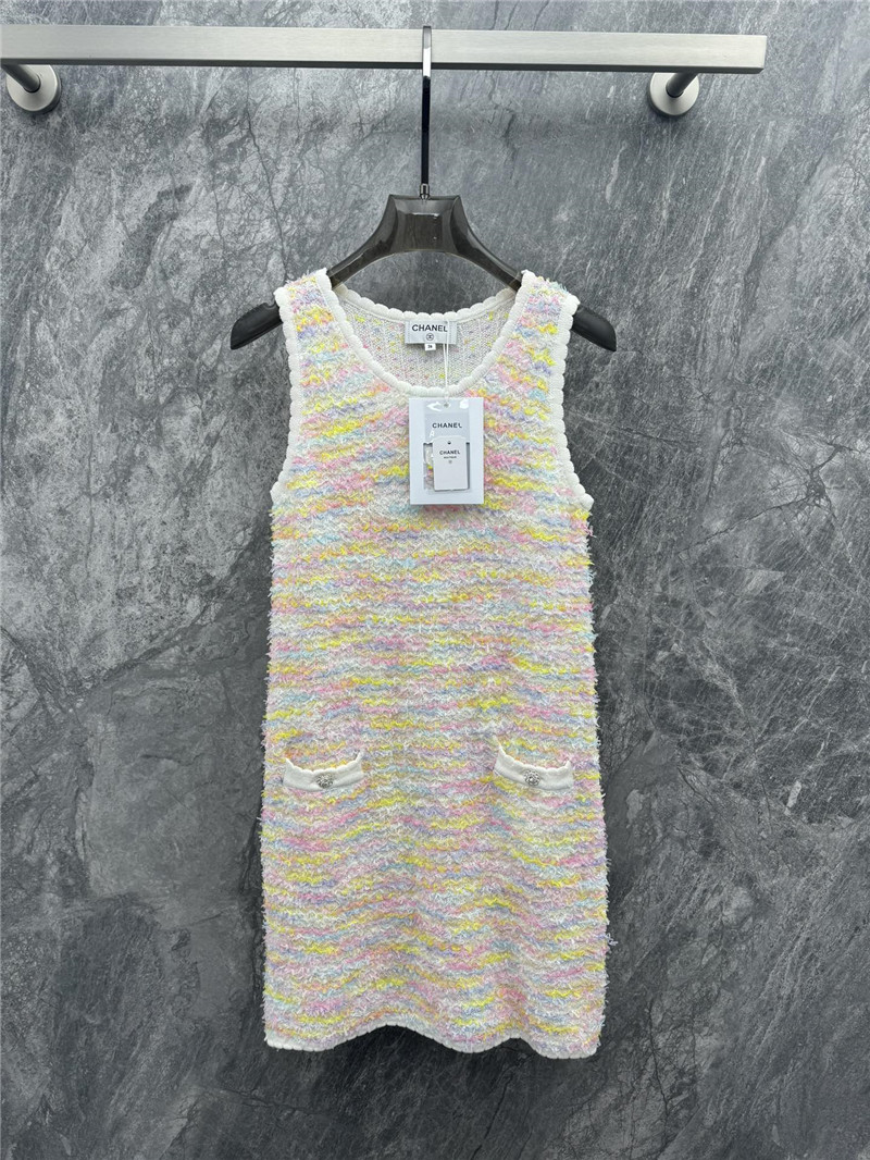 Ch**el striped knitted vest dress replica clothing sites