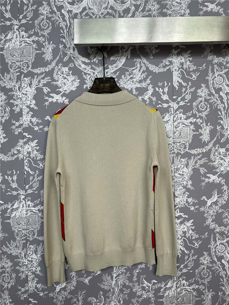 Pra*a argyle knit wool polo shirt