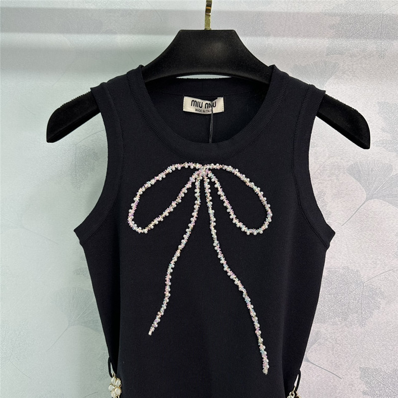 M1um1u round neck short sleeve knitted skirt replica designer clothes