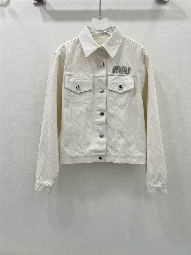 M1um1u jacquard pattern denim jacket replica d&g clothing