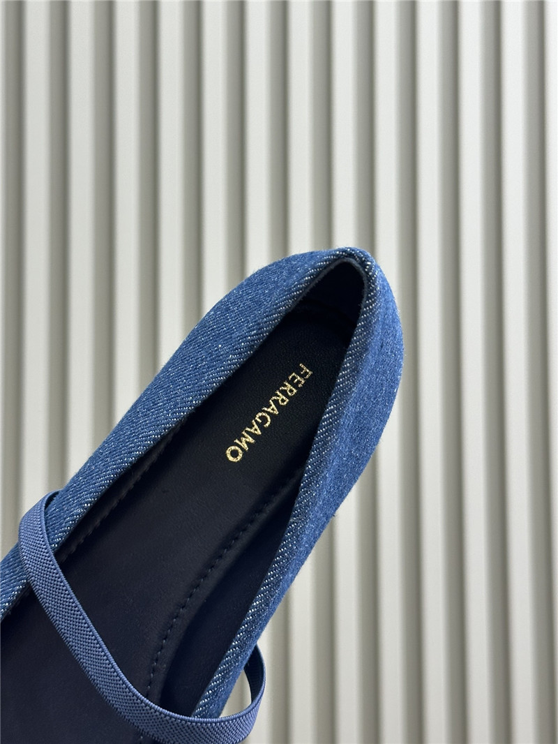 Ferragamo Denim Ballet Flats
