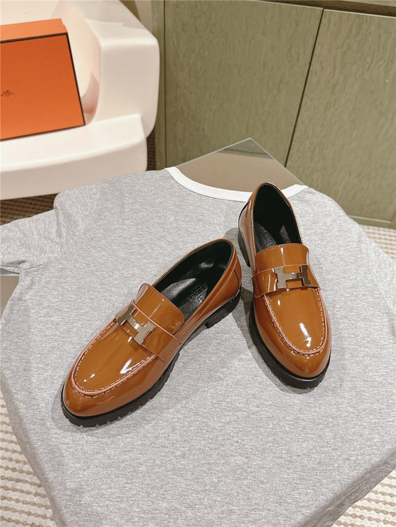 H**me5 patent leather h buckle loafers for women