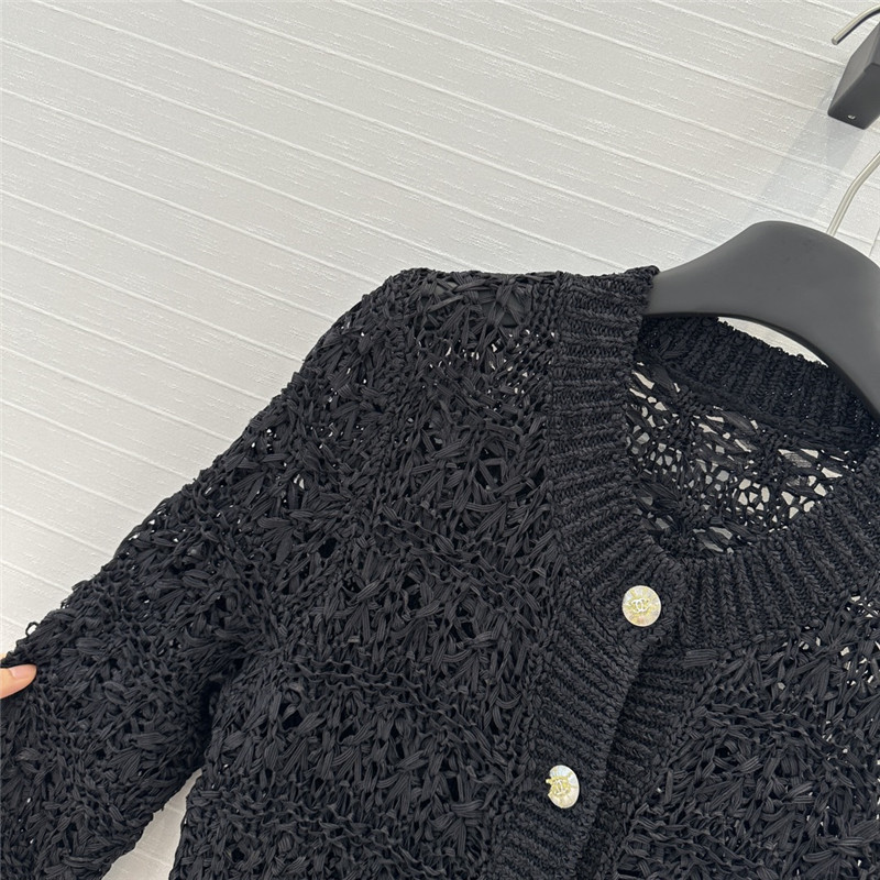 Ch**el woven crochet cardigan black